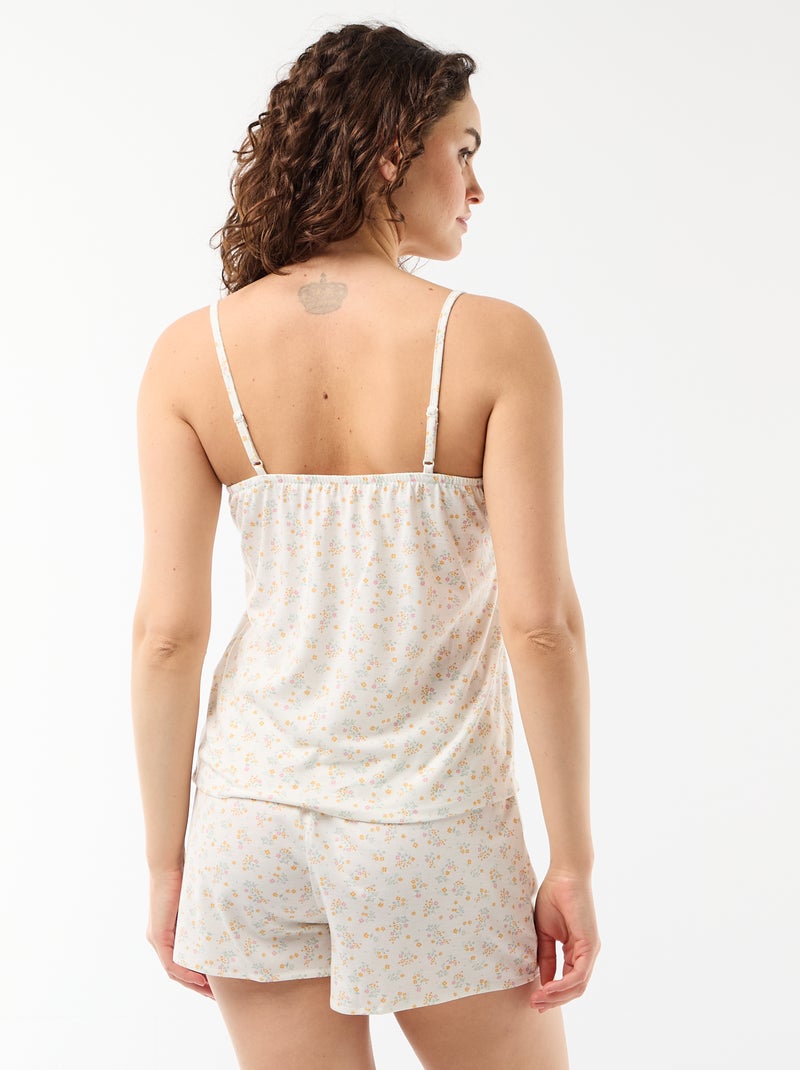 Conjunto de pijama com calções estampado - 2 peças Bege - Kiabi