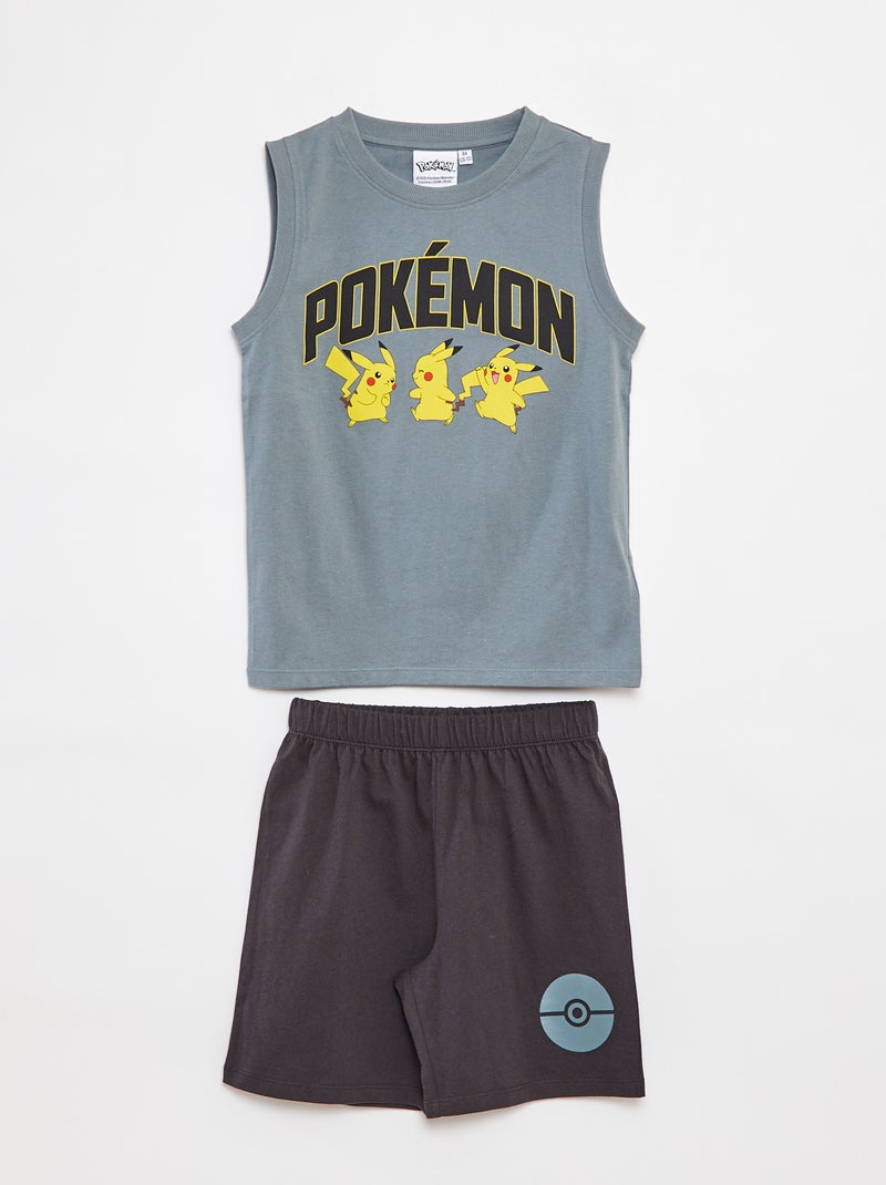 Conjunto de pijama com calções + t-shirt 'Pokémon' 'Pikachu' - 2 peças AZUL - Kiabi