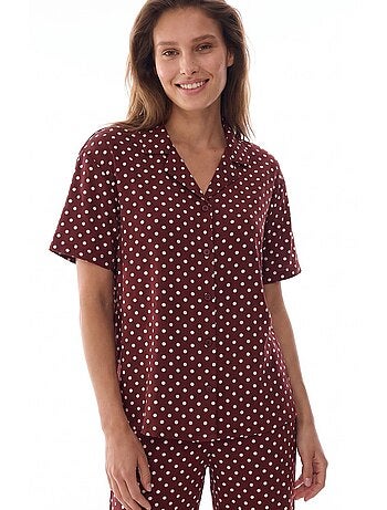 Conjunto de pijama com camisa e calça de bolinhas penti