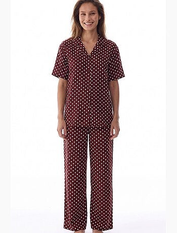 Conjunto de pijama com camisa e calça de bolinhas penti
