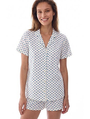 Conjunto de pijama com camisa e short com bolinhas e manga curta penti