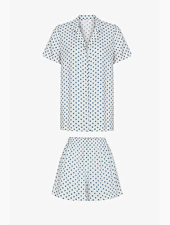 Conjunto de pijama com camisa e short com bolinhas e manga curta penti