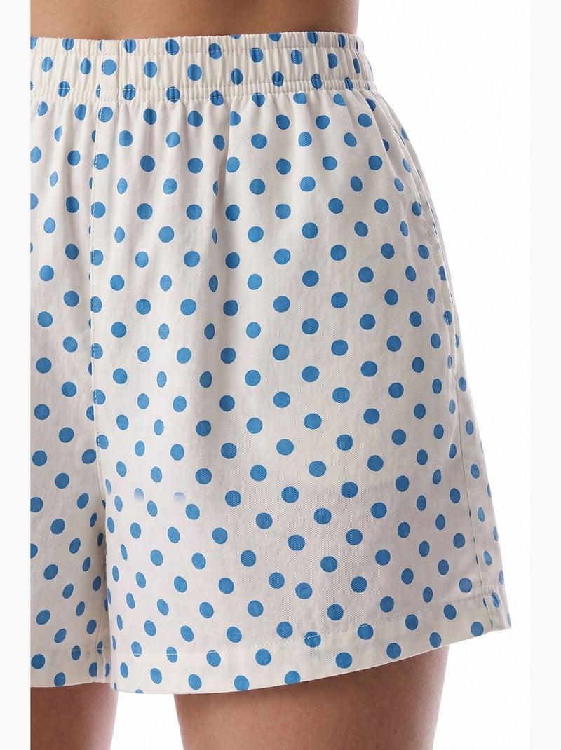 Conjunto de pijama com camisa e short com bolinhas e manga curta penti Branco sujo - Kiabi
