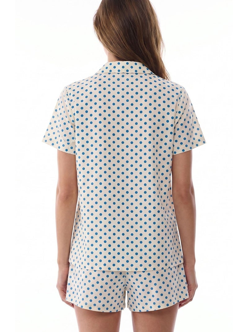Conjunto de pijama com camisa e short com bolinhas e manga curta penti Branco sujo - Kiabi