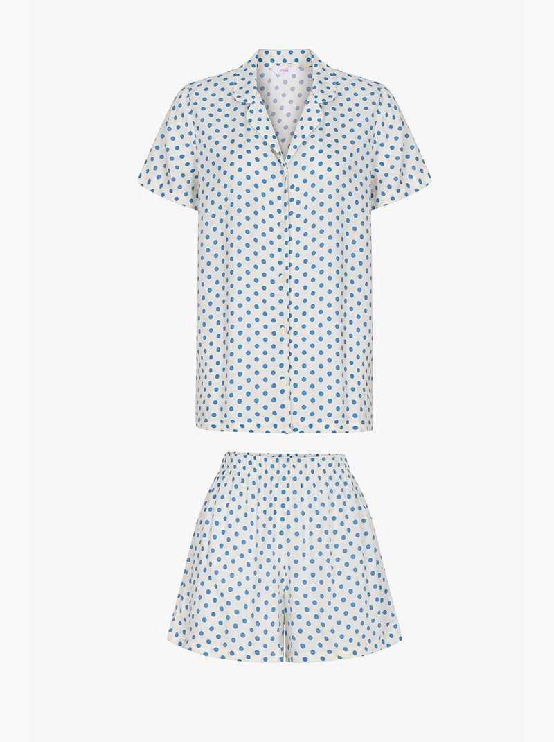 Conjunto de pijama com camisa e short com bolinhas e manga curta penti Branco sujo - Kiabi