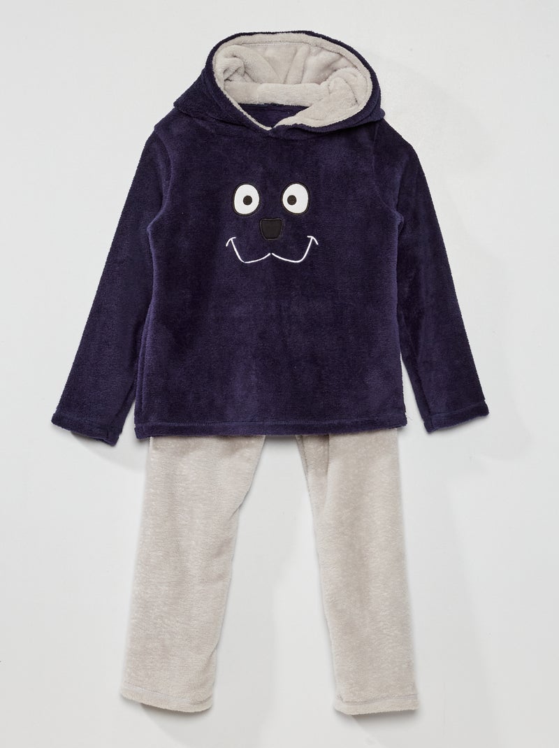 Conjunto de pijama com capuz polar Azul - Kiabi