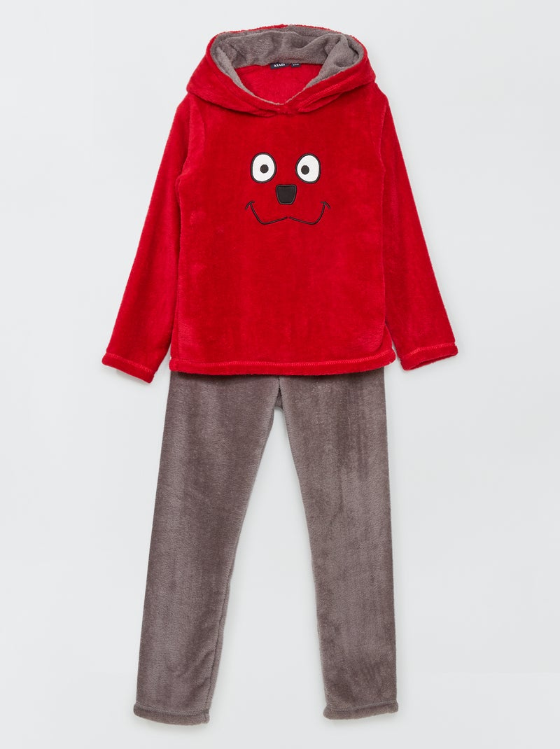 Conjunto de pijama com capuz polar Vermelho - Kiabi
