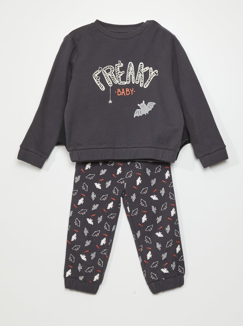 Conjunto de pijama com manga de morcego - Halloween - PRETO - Kiabi - 13.00€