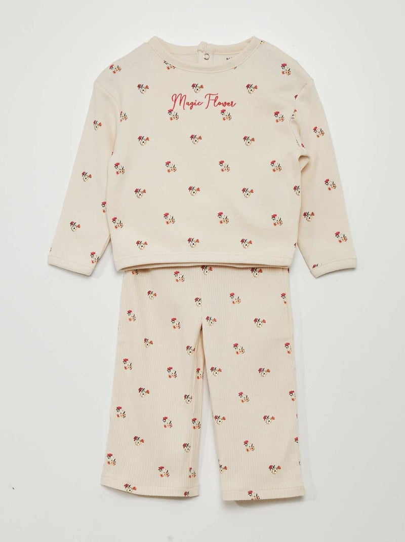 Conjunto de pijama com motivo sweatshirt + leggings - 2 peças BRANCO - Kiabi