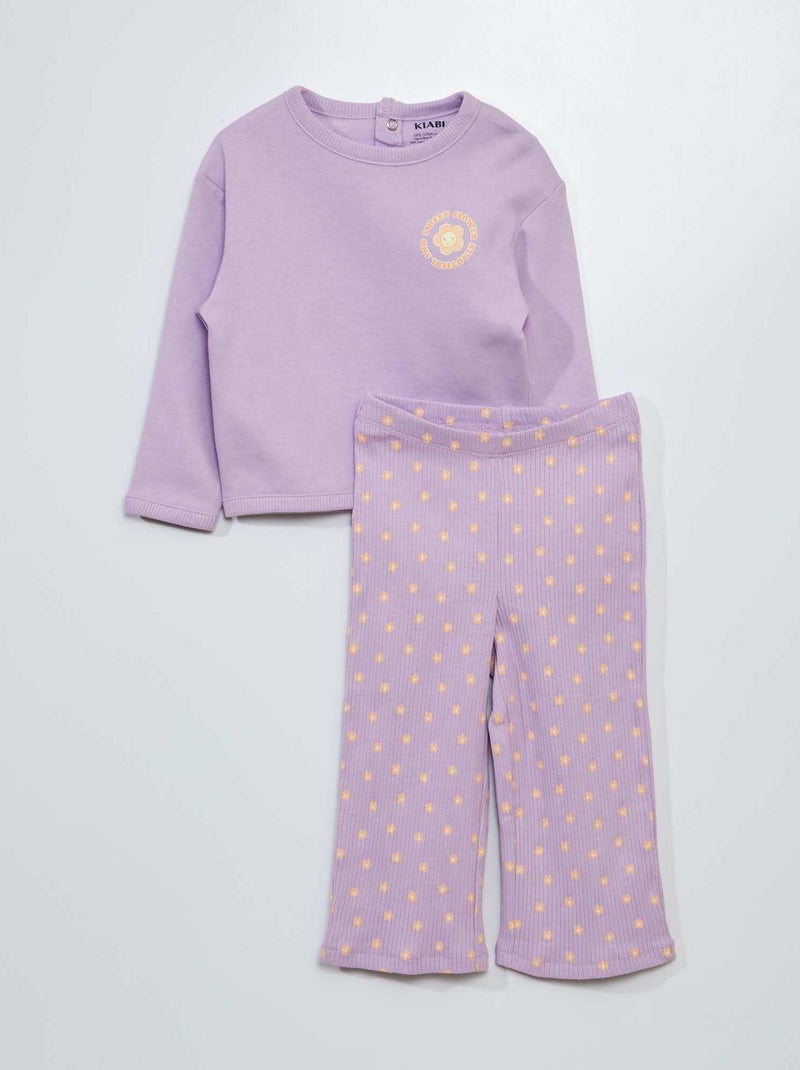 Conjunto de pijama com motivo sweatshirt + leggings - 2 peças VIOLETA - Kiabi
