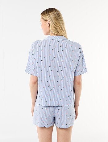 Conjunto de pijama às riscas top + calções