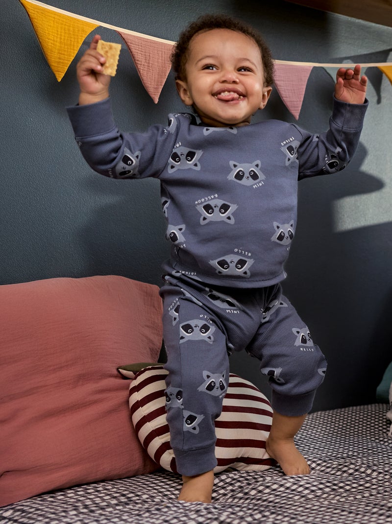 Conjunto de pijama com t-shirt + calças  - 2 peças Azul - Kiabi