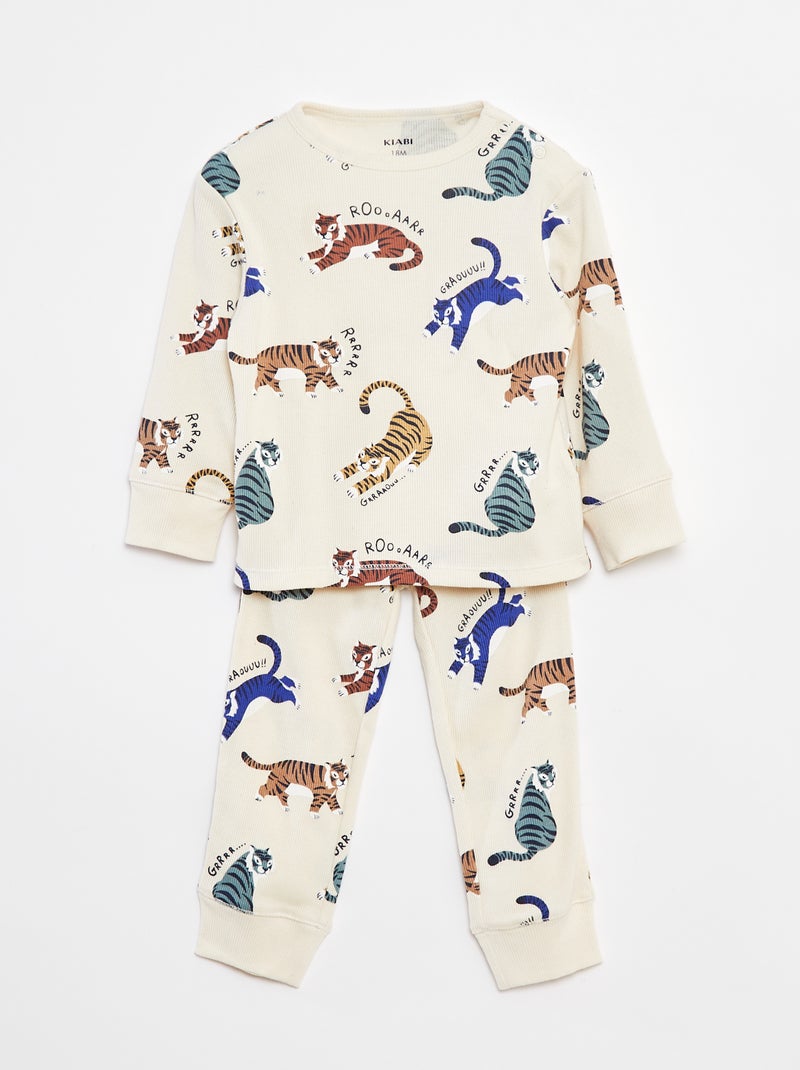 Conjunto de pijama com t-shirt + calças  - 2 peças Branco - Kiabi