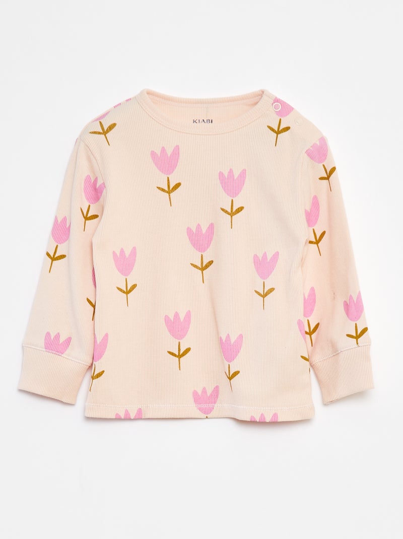 Conjunto de pijama com t-shirt + calças  - 2 peças Rosa - Kiabi