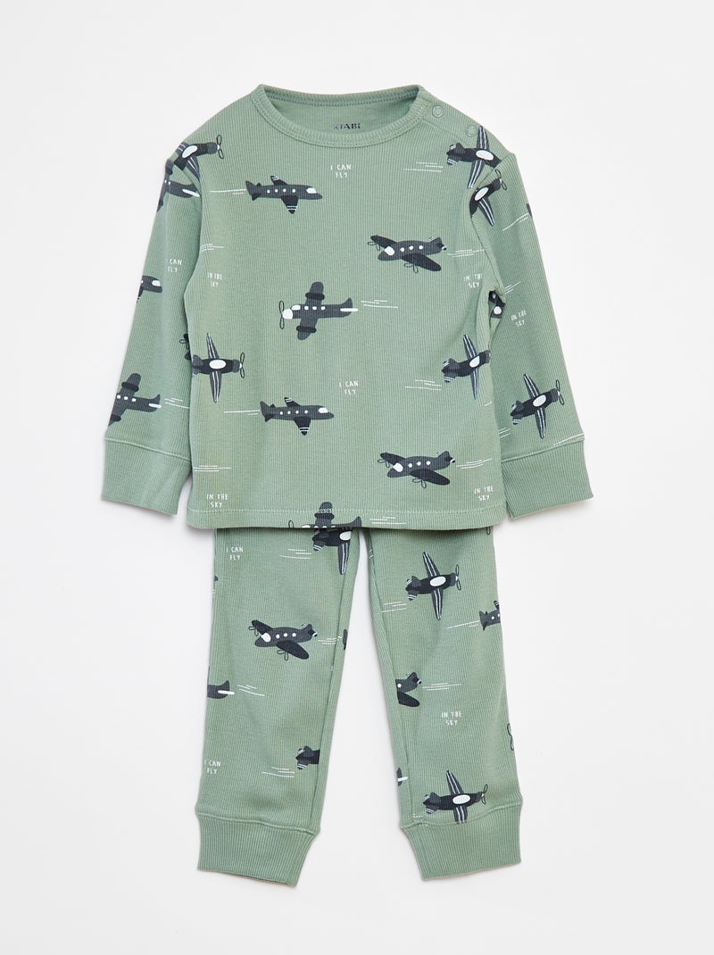 Conjunto de pijama com t-shirt + calças  - 2 peças Verde - Kiabi