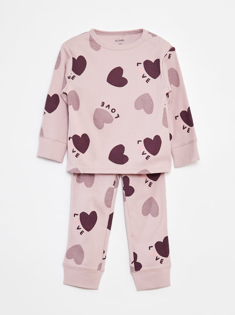 Conjunto de pijama com t-shirt + calças  - 2 peças Violeta - Kiabi