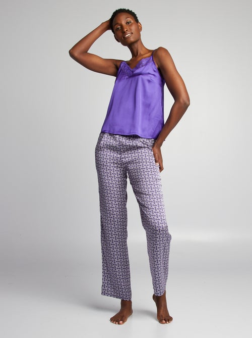 Conjunto de pijama com top + calças - 2 peças - Kiabi