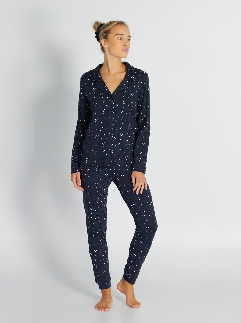 Conjunto de pijama comprido - 2 peças AZUL - Kiabi