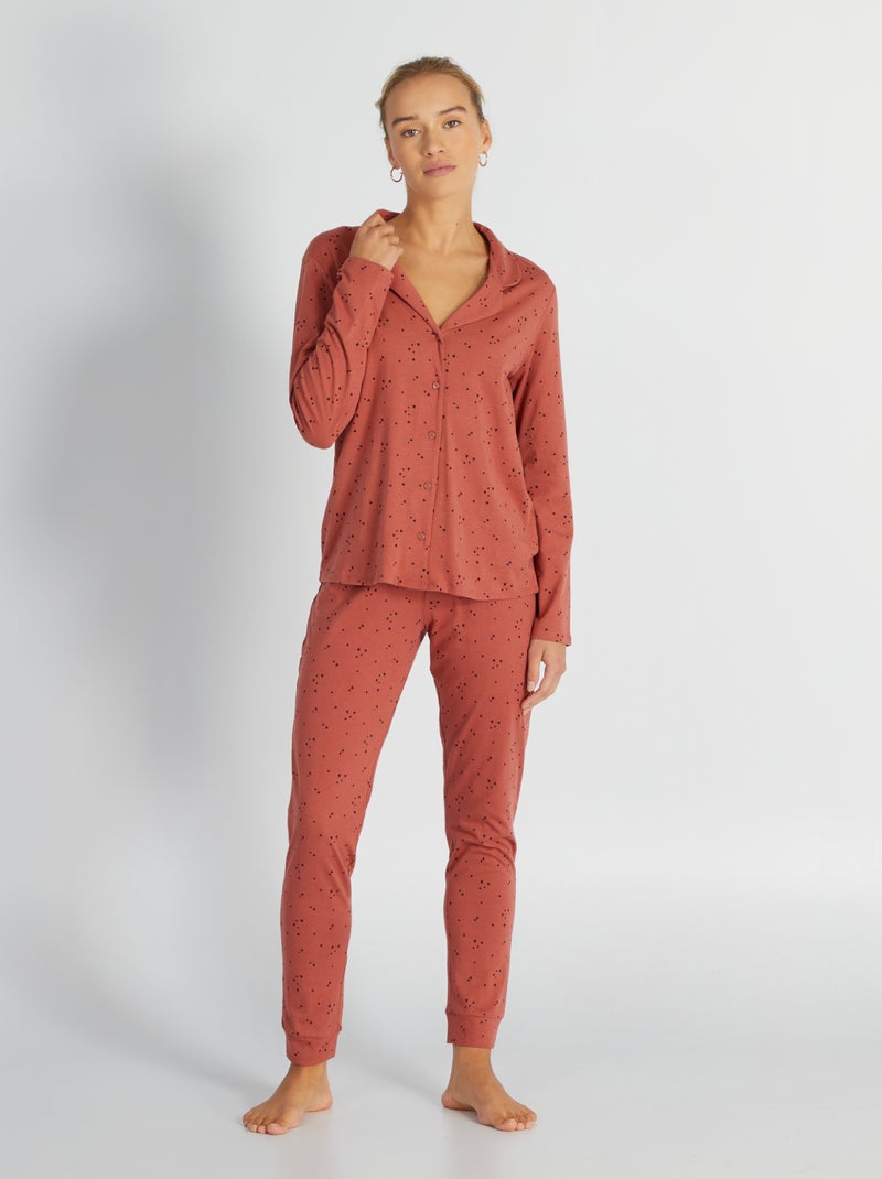 Conjunto de pijama comprido - 2 peças VERMELHO - Kiabi