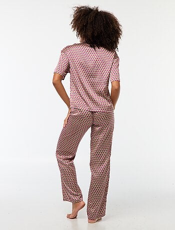 Conjunto de Pijama Comprido 2 Peças Camisa + Calças com Estampado - 2 Peças