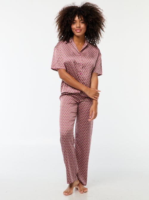 Conjunto de Pijama Comprido 2 Peças Camisa + Calças com Estampado - 2 Peças - Kiabi