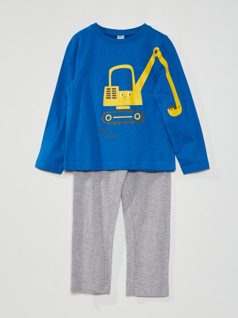Conjunto de pijama comprido Azul/ Cinza - Kiabi
