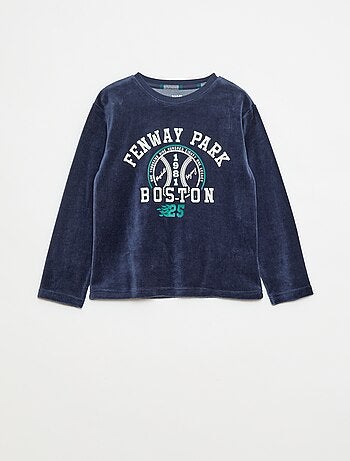 Conjunto de pijama comprido bimaterial t-shirt + calças - 2 peças