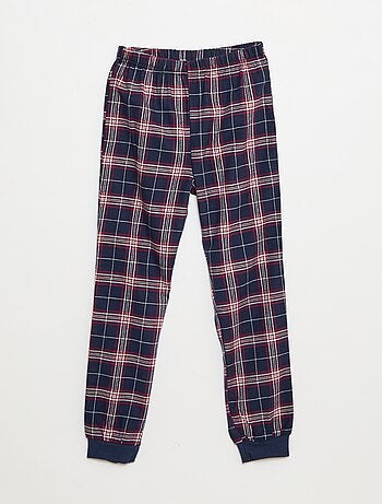 Conjunto de pijama comprido bimaterial t-shirt + calças - 2 peças