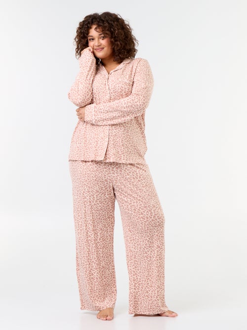Conjunto de pijama comprido camisa + calças - 2 peças - Kiabi