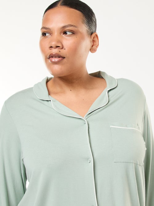 Conjunto de pijama comprido camisa + calças - 2 peças - Kiabi