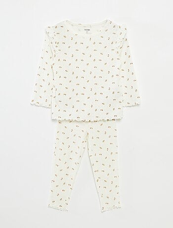 Conjunto de pijama comprido canelado - 2 peças