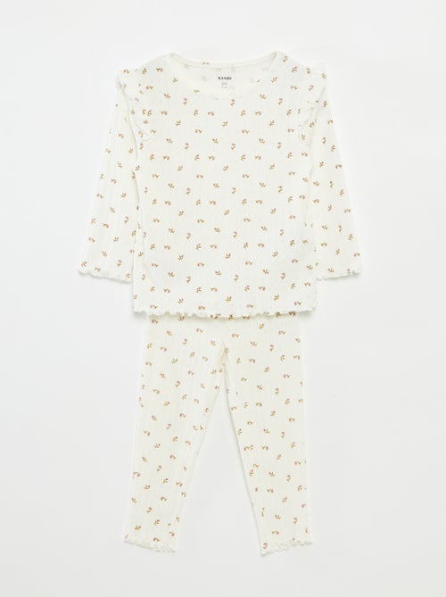 Conjunto de pijama comprido canelado - 2 peças - Kiabi