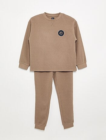 Conjunto de pijama comprido canelado - 2 peças
