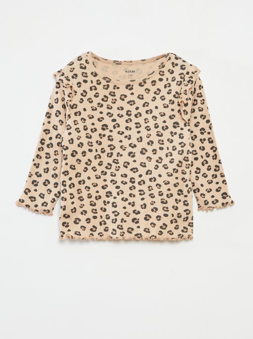 Conjunto de pijama comprido canelado - 2 peças - Kiabi