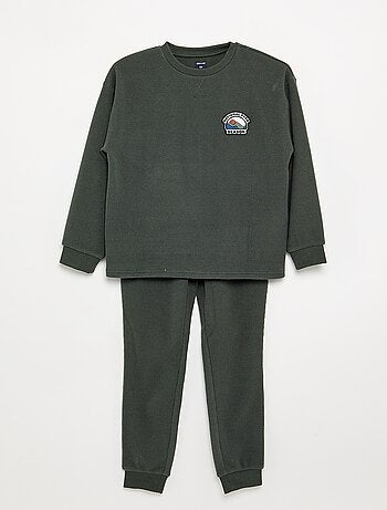 Conjunto de pijama comprido canelado - 2 peças