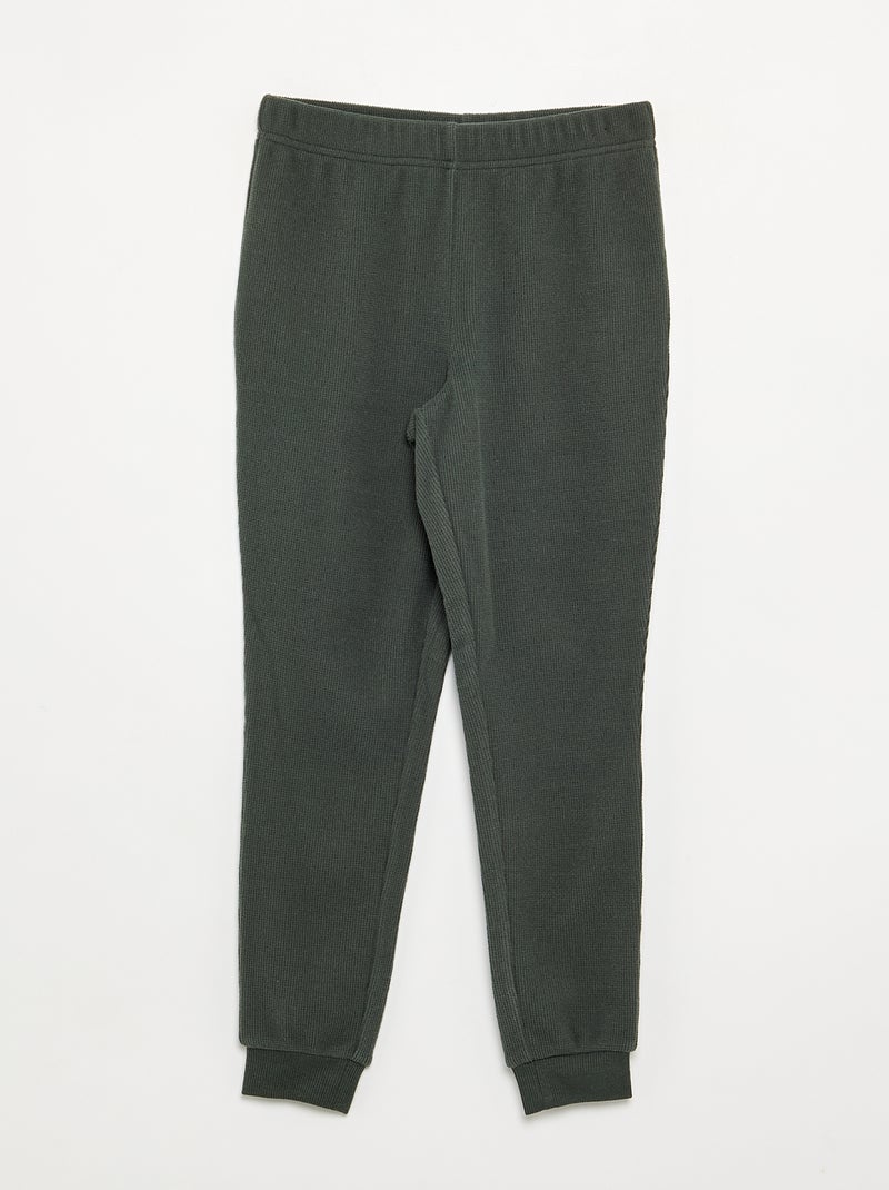 Conjunto de pijama comprido canelado - 2 peças Verde - Kiabi