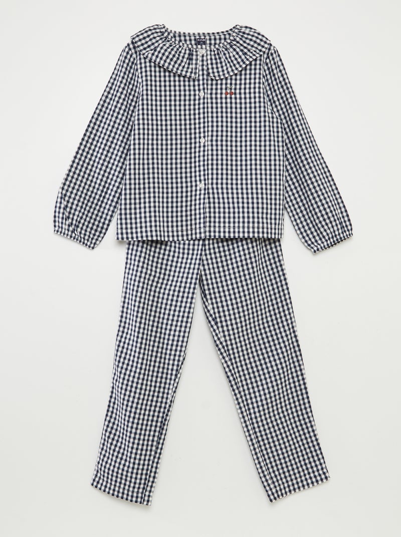 Conjunto de pijama comprido com cabeção- 2 peças AZUL - Kiabi