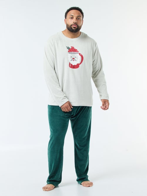 Conjunto de pijama comprido com espírito natalício - 2 peças - Kiabi