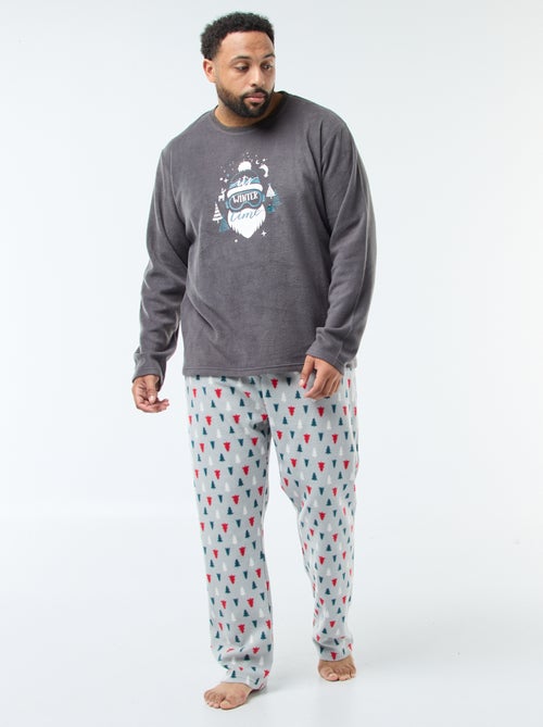 Conjunto de pijama comprido com estampado de Natal - 2 peças - Kiabi