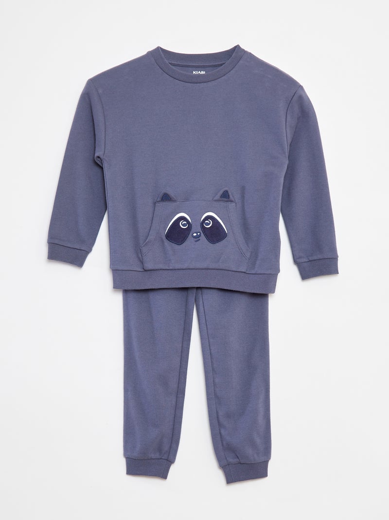 Conjunto de pijama comprido com t-shirt + calças - 2 peças Azul - Kiabi