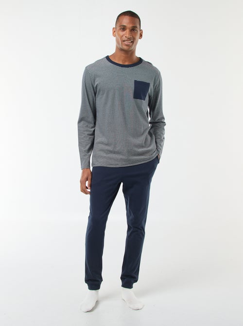 Conjunto de pijama comprido com t-shirt + calças - 2 peças - Kiabi