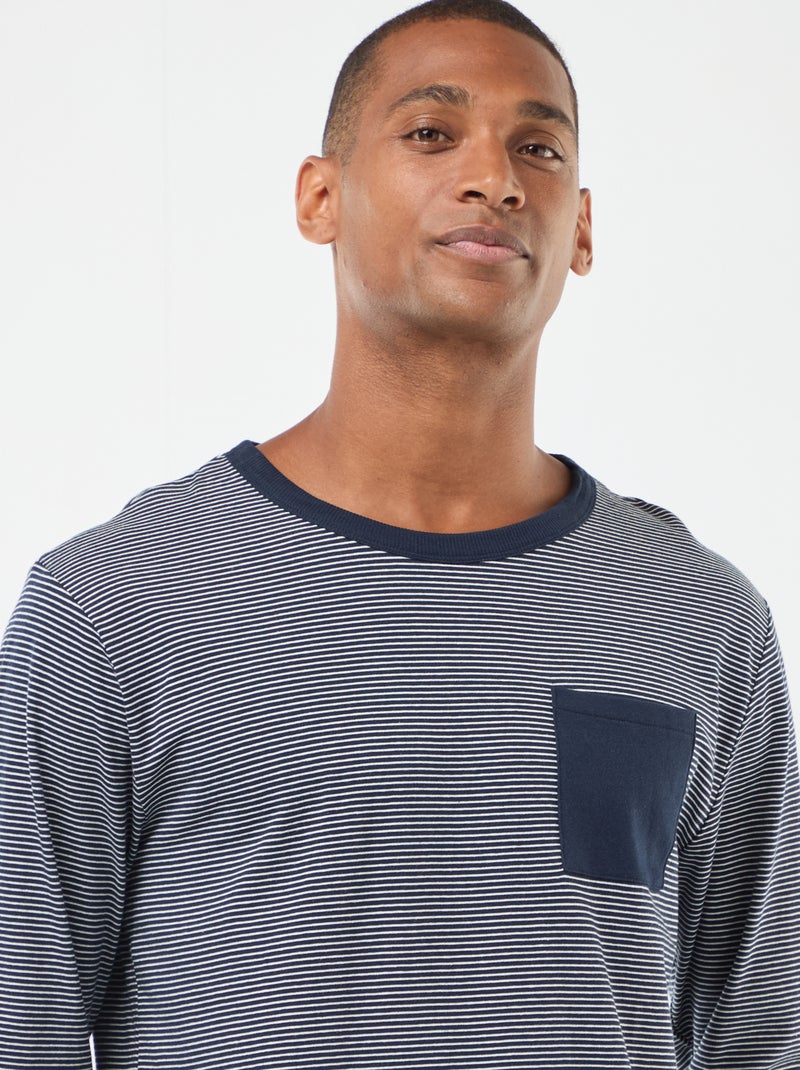 Conjunto de pijama comprido com t-shirt + calças - 2 peças Azul - Kiabi