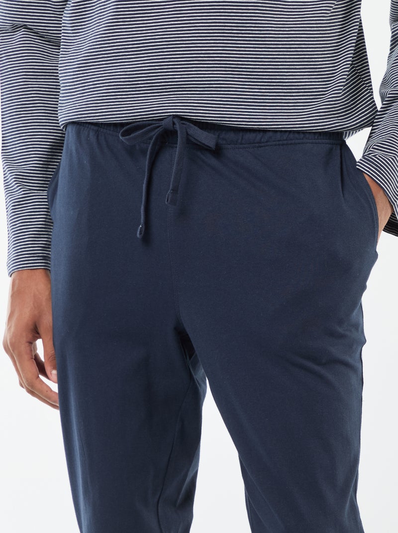 Conjunto de pijama comprido com t-shirt + calças - 2 peças Azul - Kiabi