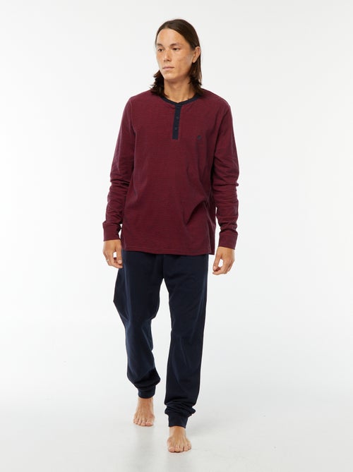 Conjunto de pijama comprido com t-shirt + calças - 2 peças - Kiabi