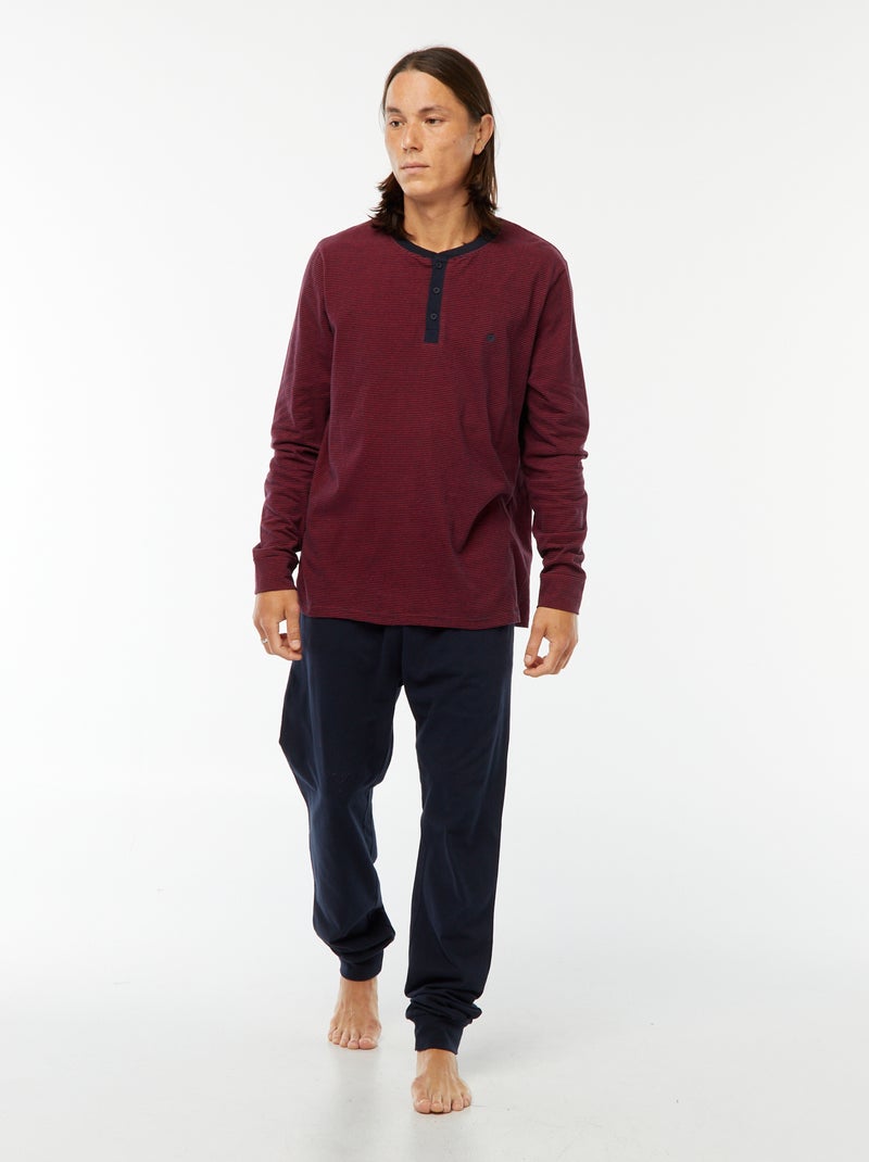 Conjunto de pijama comprido com t-shirt + calças - 2 peças Azul - Kiabi