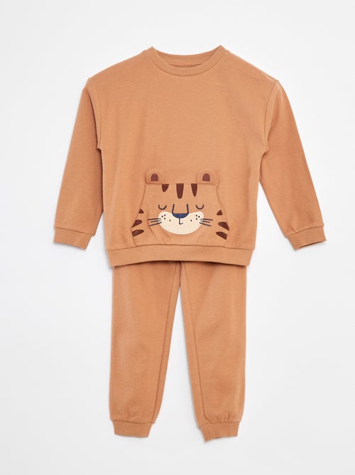 Conjunto de pijama comprido com t-shirt + calças - 2 peças - Kiabi