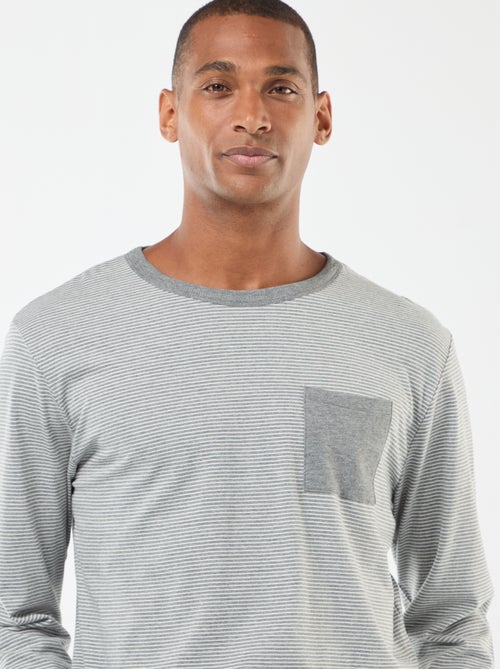 Conjunto de pijama comprido com t-shirt + calças - 2 peças - Kiabi