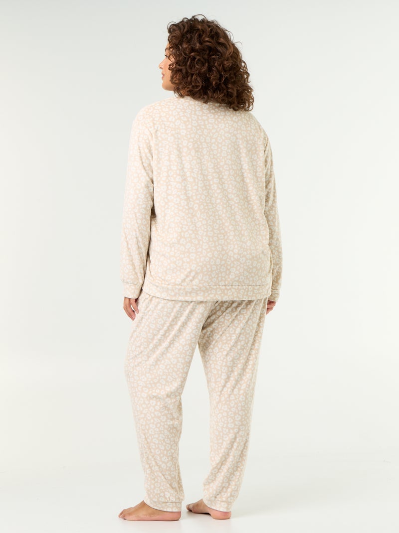 Conjunto de pijama comprido de 2 peças estampado em polar Bege - Kiabi
