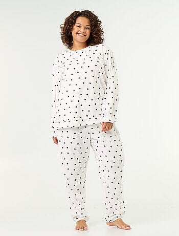 Conjunto de pijama comprido de 2 peças estampado em polar