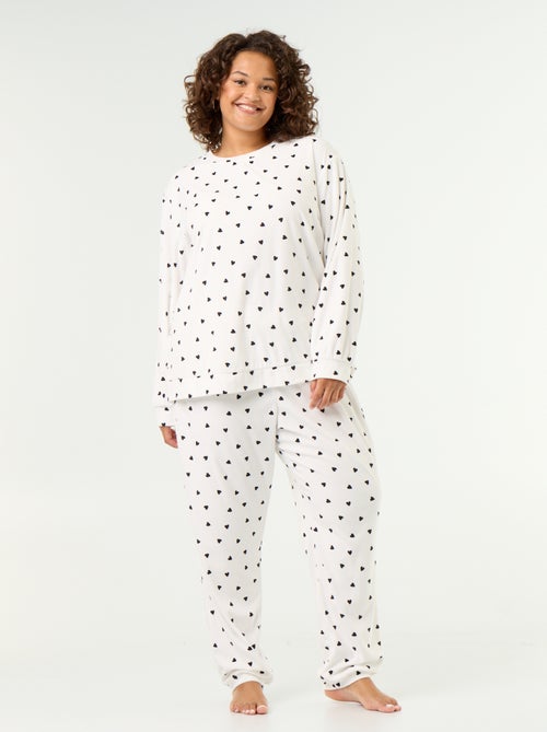 Conjunto de pijama comprido de 2 peças estampado em polar - Kiabi Conjunto de pijama comprido de 2 peças estampado em polar - Kiabi